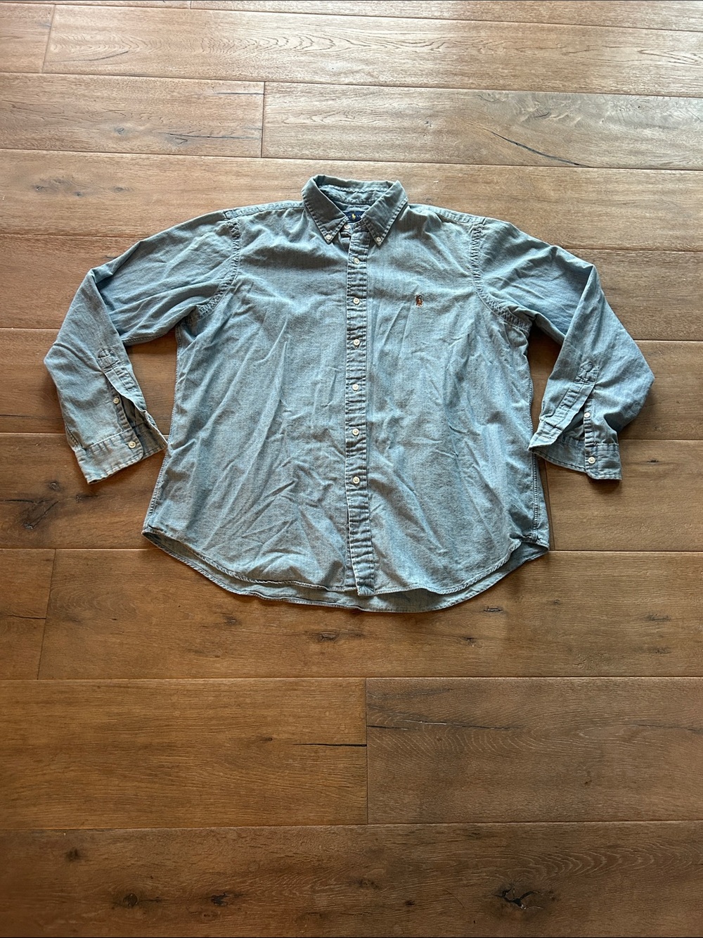 Ralph Lauren Light Blue Denim Button-Down Shirt with Polo Pony